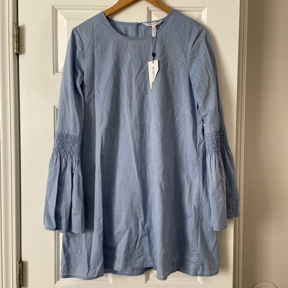 BCBGeneration Bell Sleeve Chambray A-Line Dress 🧵 0093 🔥 - Picture 2 of 6